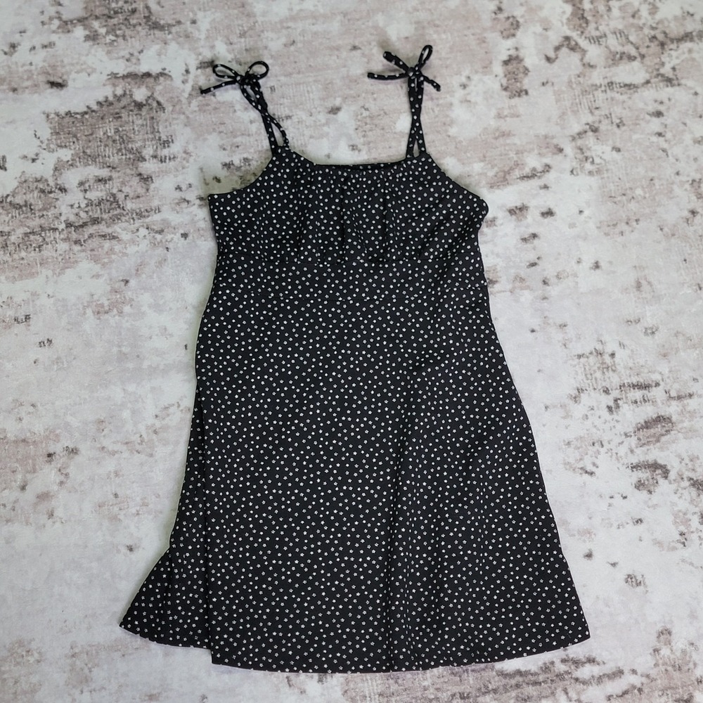 Limited Too Dress Girls Small 7/8 Black Mini Floral Tie Strap Y2K 2000s Babydoll